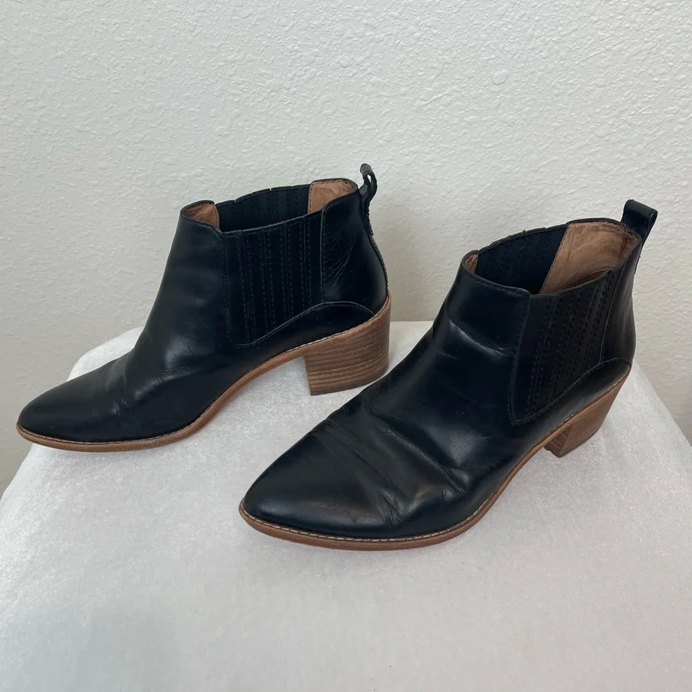 Madewell The Myles Ankle Boot in Leather Black size 8